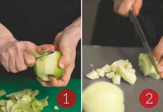 čistění jablek do jablkové náplně na tartaletky